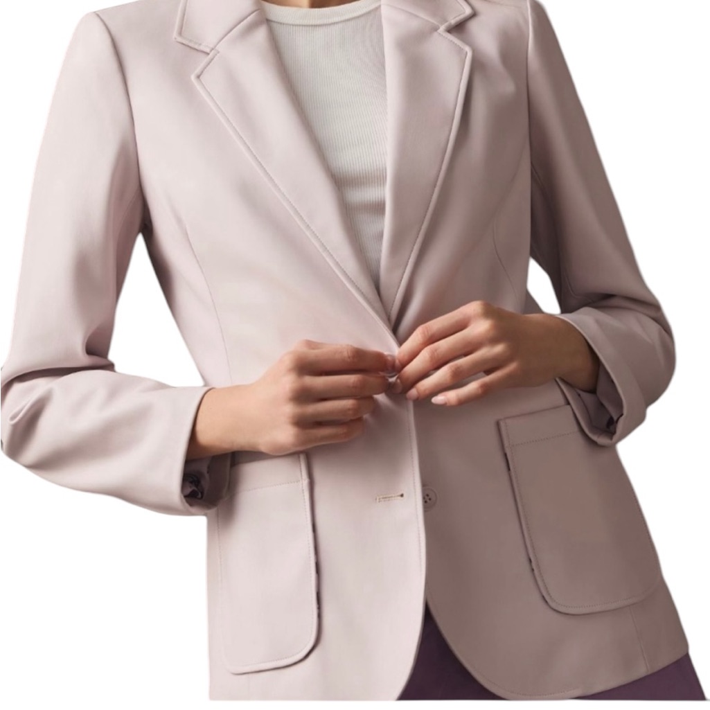 Anthropologie Pale Violet Faux Leather Blazer M